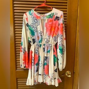 Floral Mini Dress with Side Cutouts